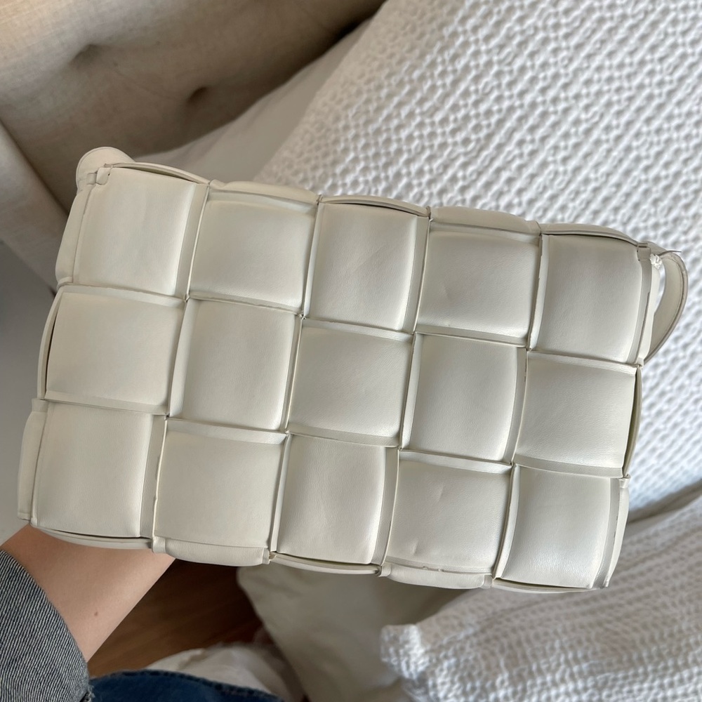White Woven Leather Clutch